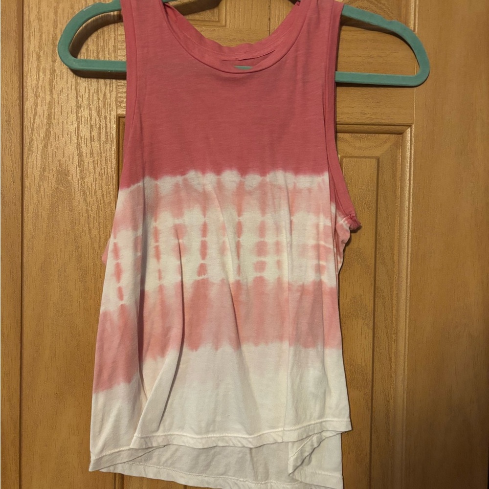 Pink and White Tie-Dye Sleeveless Top